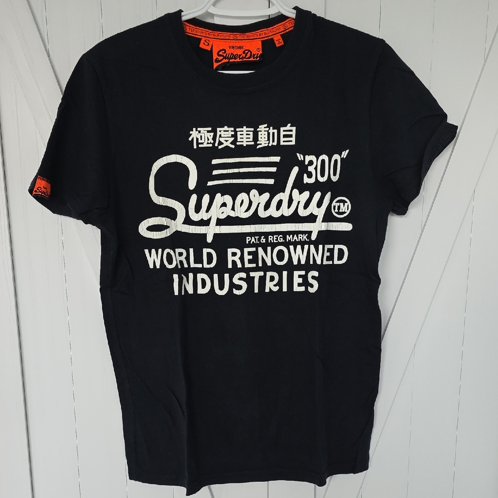 NWOT - Superdry Black Short Sleeve Tee with Vintage Logo